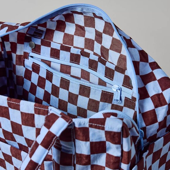 NWT Baggu Small Cloud Carry-on - Brown Blue Check - Picture 4 of 5